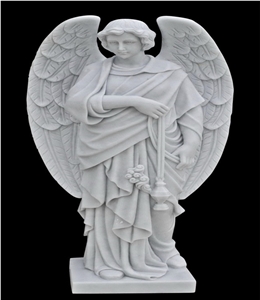 Outdoor  Decoration Life Size White Marble Angel Statue