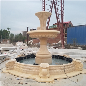 Red Marble Angel Statue  Garden Carved Fountain