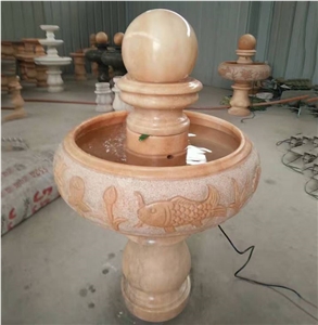 Sunset Red Marble Round Ball Landscaping Fountain