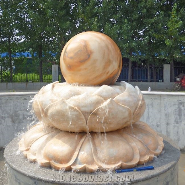 Sunset Red Marble Round Ball Landscaping Fountain