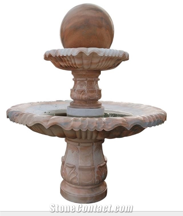 Sunset Red Marble Round Ball Landscaping Fountain