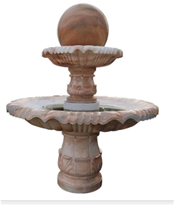 Sunset Red Marble Round Ball Landscaping Fountain