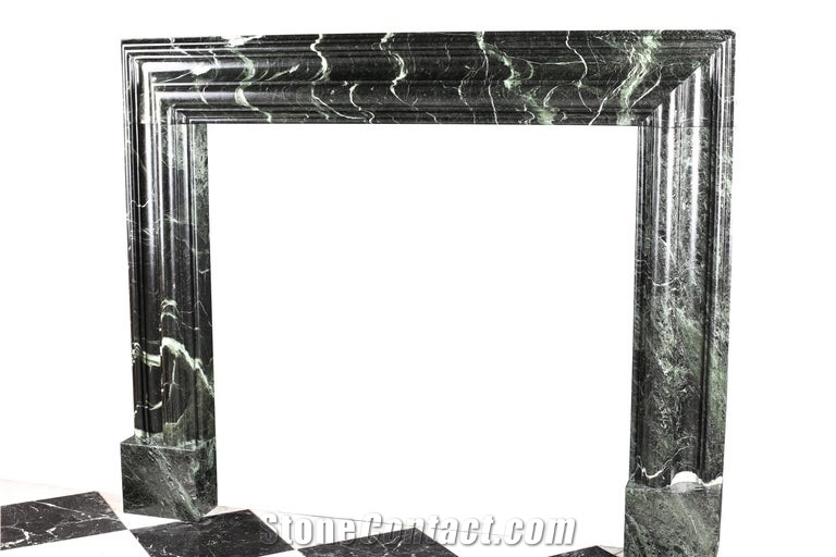 Verde Antico Marble Fireplace Mantel & Fireplace Hearth