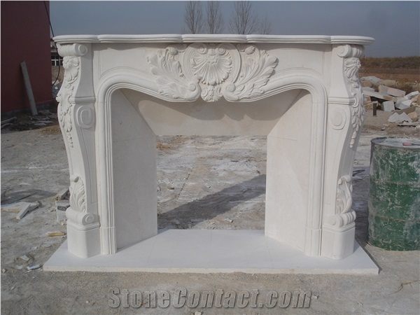 White Marble Fireplace Surround & Fireplace Mantels