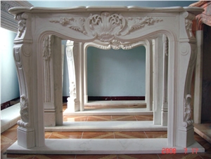 White Marble Fireplace Surround &Fireplace Mantels For Decor