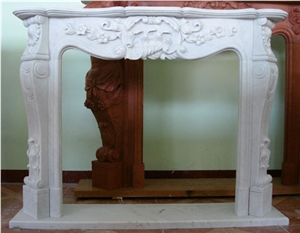 White Marble Fireplace Surround &Fireplace Mantels For Decor