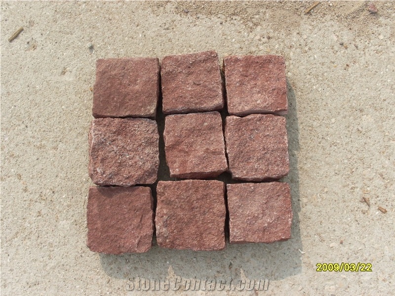Wholesale Red Porphyry Cubes Cobblestone For Driveways