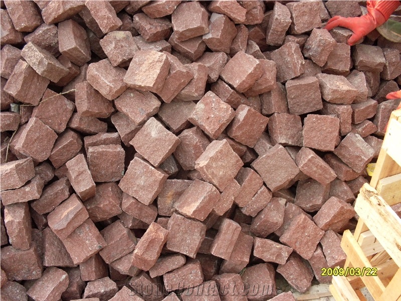 Wholesale Red Porphyry Cubes Cobblestone For Driveways