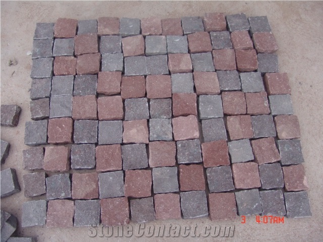 Wholesale Red Porphyry Cubes Cobblestone For Driveways