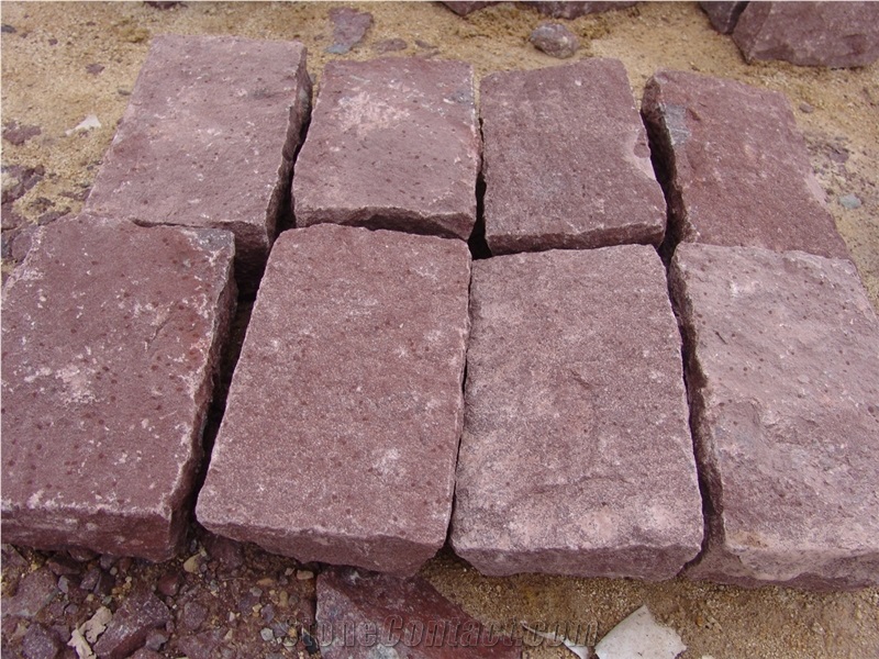 Wholesale Red Porphyry Cubes Cobblestone For Driveways