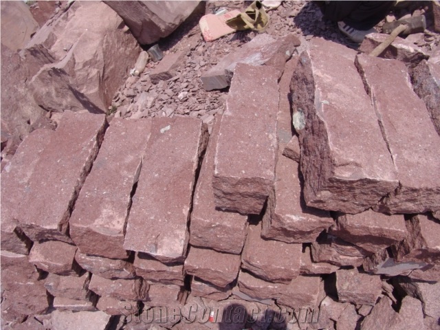 Wholesale Red Porphyry Cubes Cobblestone For Driveways
