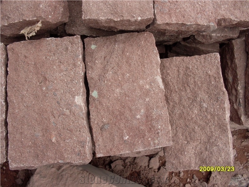 Wholesale Red Porphyry Cubes Cobblestone For Driveways