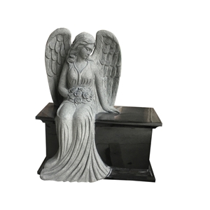 Hand Carved Sitting Weeping Angel Headstone Monument