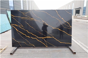 Quartz Calacatta Grey Black Slabs Big Stock Factory Owner