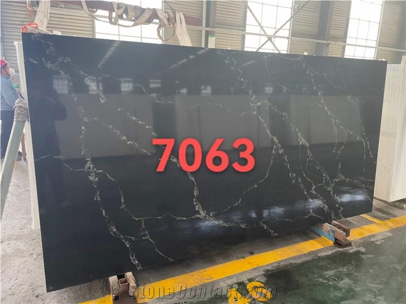 Quartz Calacatta Grey Black Slabs Big Stock Factory Owner