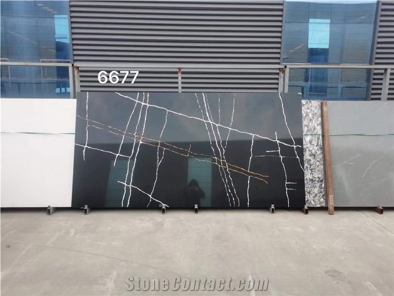 Quartz Calacatta Grey Black Slabs Big Stock Factory Owner