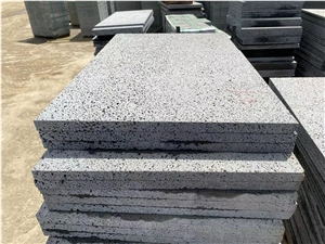 Basalt Slabs Tiles Hainan Black Lava Stone Grit Surface