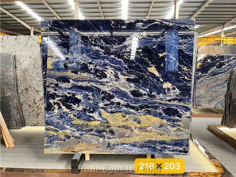 Blue And Gold Quartize Slabs Azul Bahia Big Stock Slabs Tile