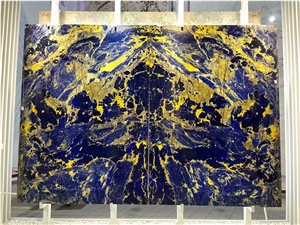 Blue And Gold Quartize Slabs Azul Bahia Big Stock Slabs Tile