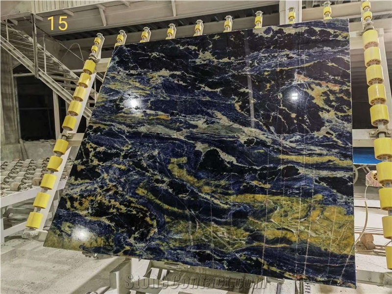 Blue And Gold Quartize Slabs Azul Bahia Big Stock Slabs Tile