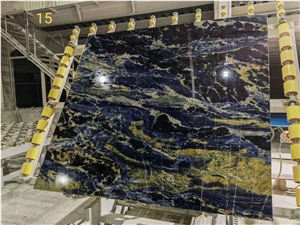 Blue And Gold Quartize Slabs Azul Bahia Big Stock Slabs Tile