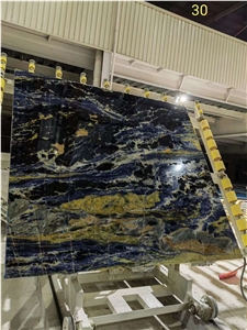 Blue And Gold Quartize Slabs Azul Bahia Big Stock Slabs Tile