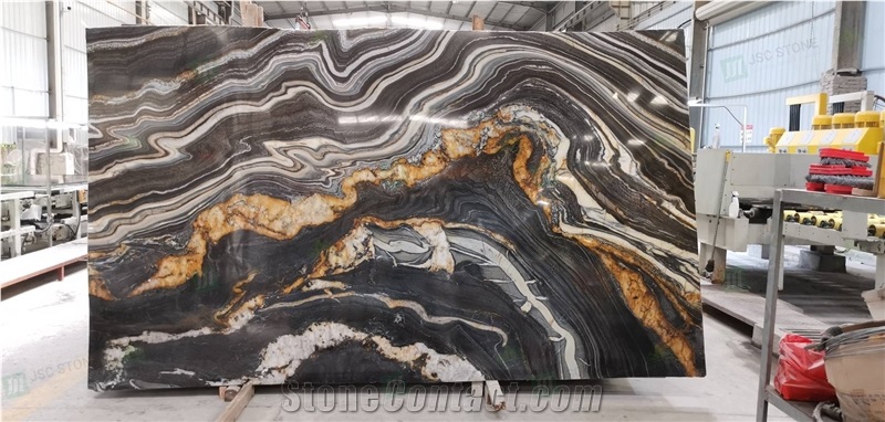 Exotic Natural Black Quartzite Wooden Veins Quartzite Slabs