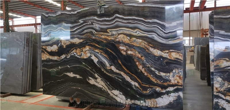 Exotic Natural Black Quartzite Wooden Veins Quartzite Slabs