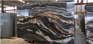 Exotic Natural Black Quartzite Wooden Veins Quartzite Slabs