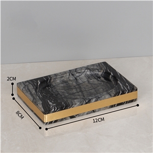 Zebra Black Forest Marble Accessory Tray Dispenser Dish
