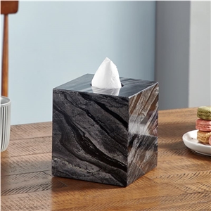 Zebra Black Forest Marble Accessory Tray Dispenser Dish