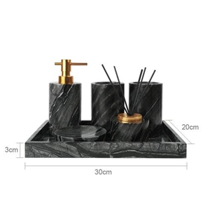 Zebra Black Forest Marble Accessory Tray Dispenser Dish