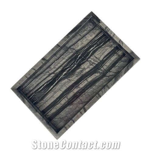Zebra Black Forest Marble Accessory Tray Dispenser Dish