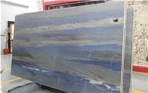 Azul Macobus Book Matched For TV Wall Background Design