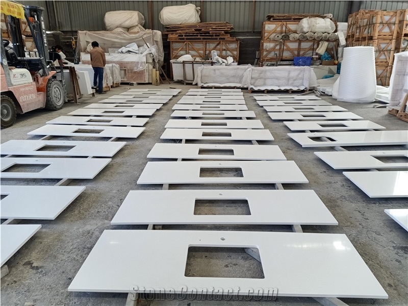 Good Quality Artificial White Quartz  Counter Top Wholesale