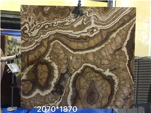 Book Matched Backlit Bar Top Tiger Onyx Stone Thin Panel