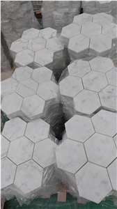 Hexagon Carrara White Marble Mosaic Tile For The Floor