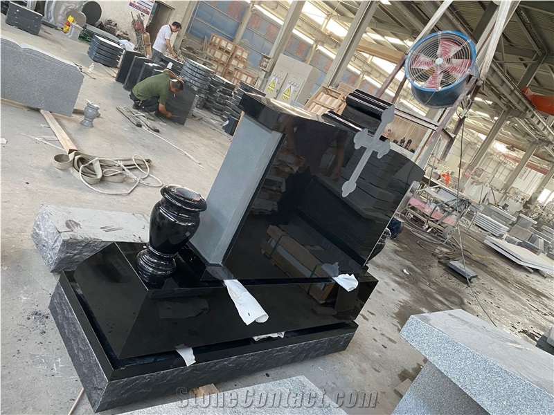 Shangxi Black Granite Cross Tombstone Directly From  Factory