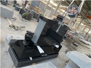 Shangxi Black Granite Cross Tombstone Directly From  Factory
