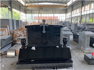 Shangxi Black Granite Cross Tombstone Directly From  Factory