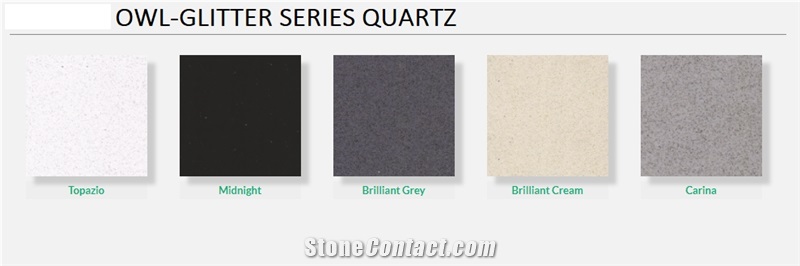 MIDNIGT ,BRILLIANT GREY,TOPAZIO,CARINA,CREAM Quartz Slabs, Engineered Stone