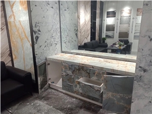 3Mm Ultra Thin Natural Marble Slab Tiles Vanitys, Furniture, Table Cover