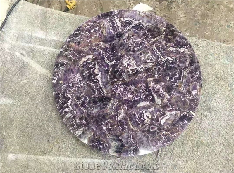 Amethyst Purple Semiprecious Stone Slab Wall Backlit Tiles