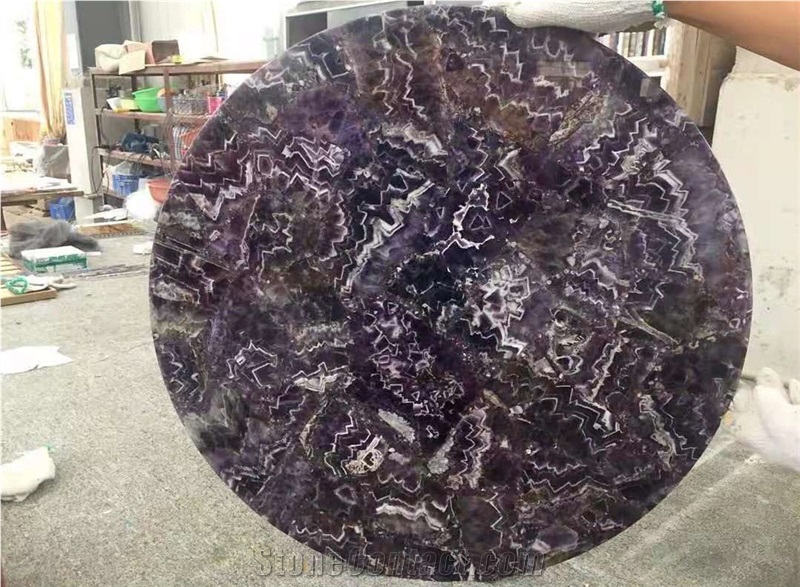 Amethyst Purple Semiprecious Stone Slab Wall Backlit Tiles
