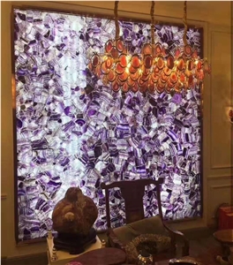 Amethyst Purple Semiprecious Stone Slab Wall Backlit Tiles