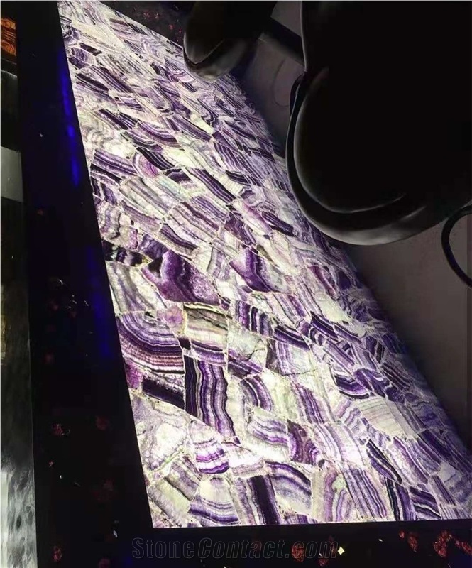 Amethyst Purple Semiprecious Stone Slab Wall Backlit Tiles