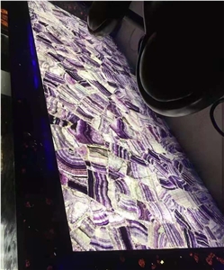 Amethyst Purple Semiprecious Stone Slab Wall Backlit Tiles