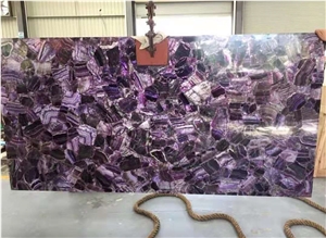 Amethyst Purple Semiprecious Stone Slab Wall Backlit Tiles