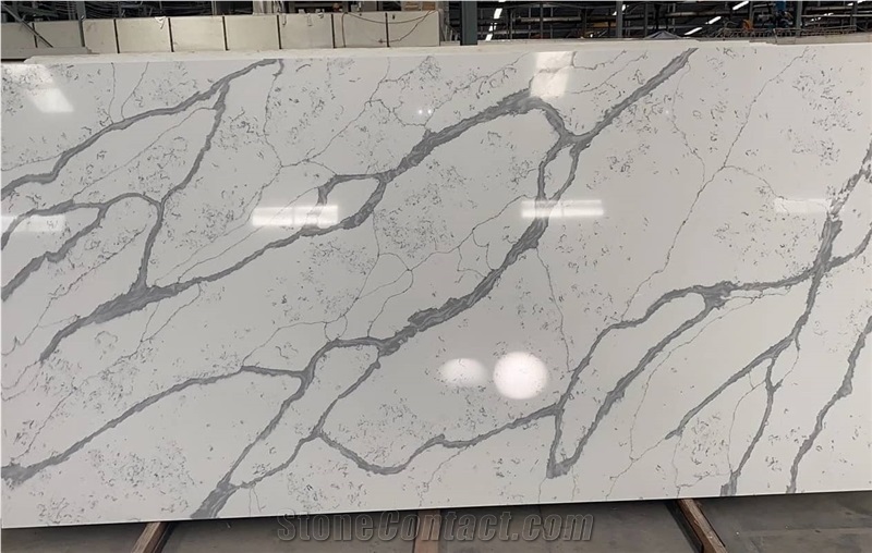 Calacatta White Black Gold Grey Quartz Slabs