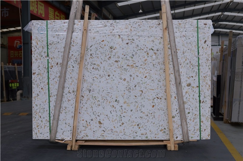 Terrazzo With Onyx Slab Tiles Backlit